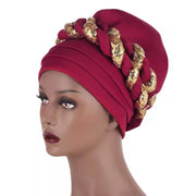 Twisted Female Headscarf African Space Cotton Turban Cap With Sequins