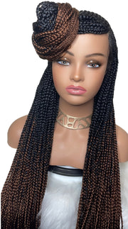 Tee-Long Cornrow Wig With Color 30 At The End. Full Frontal 13x6 30inches